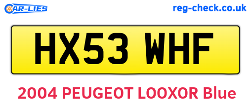 HX53WHF are the vehicle registration plates.