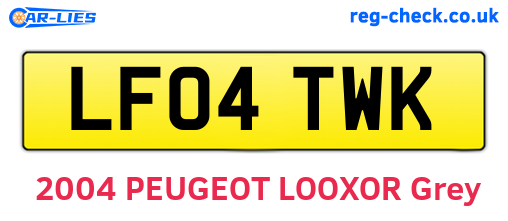 LF04TWK are the vehicle registration plates.