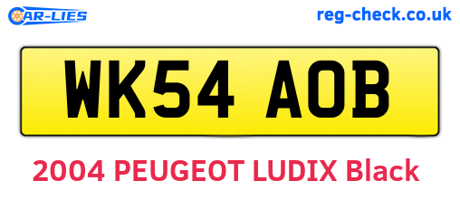 WK54AOB are the vehicle registration plates.