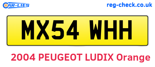 MX54WHH are the vehicle registration plates.