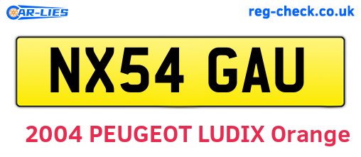 NX54GAU are the vehicle registration plates.