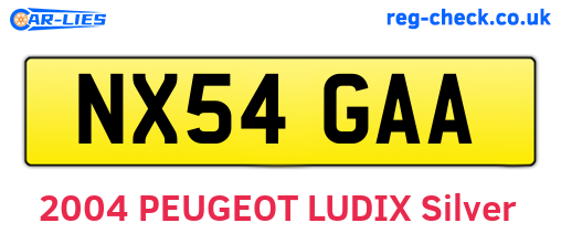 NX54GAA are the vehicle registration plates.