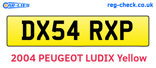 DX54RXP are the vehicle registration plates.