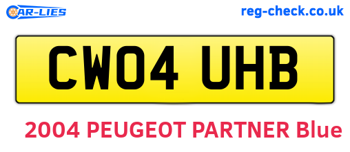 CW04UHB are the vehicle registration plates.