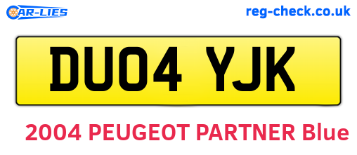 DU04YJK are the vehicle registration plates.