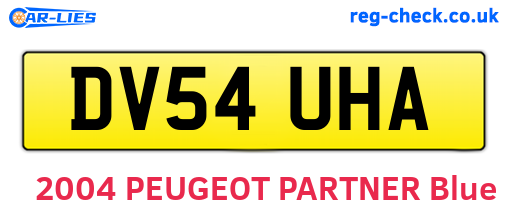 DV54UHA are the vehicle registration plates.