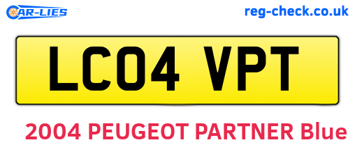 LC04VPT are the vehicle registration plates.