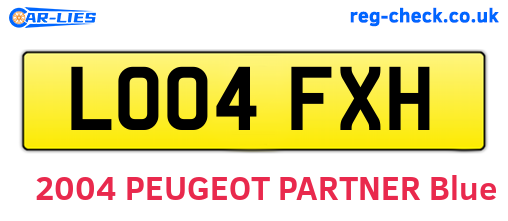 LO04FXH are the vehicle registration plates.