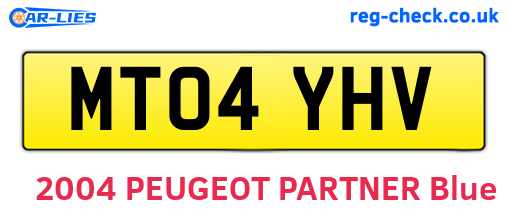 MT04YHV are the vehicle registration plates.