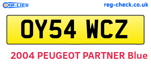 OY54WCZ are the vehicle registration plates.