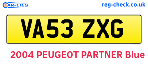 VA53ZXG are the vehicle registration plates.
