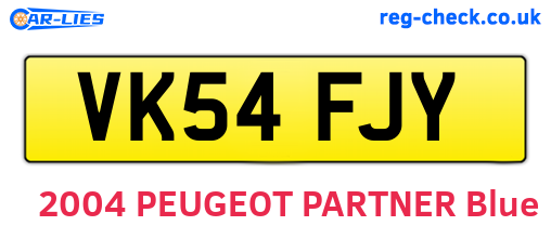 VK54FJY are the vehicle registration plates.