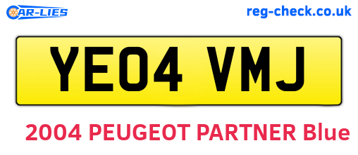 YE04VMJ are the vehicle registration plates.