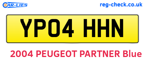 YP04HHN are the vehicle registration plates.