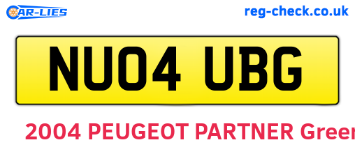 NU04UBG are the vehicle registration plates.