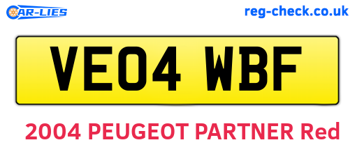 VE04WBF are the vehicle registration plates.