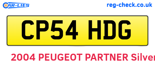 CP54HDG are the vehicle registration plates.