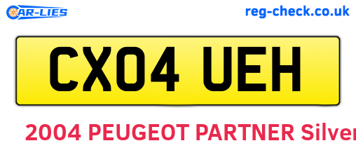 CX04UEH are the vehicle registration plates.