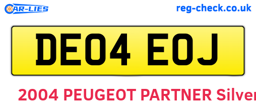 DE04EOJ are the vehicle registration plates.
