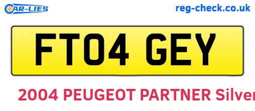 FT04GEY are the vehicle registration plates.
