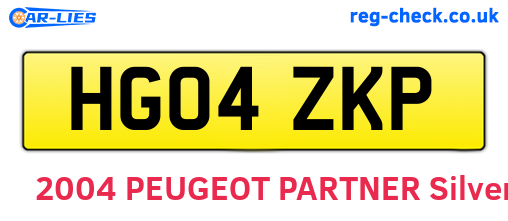 HG04ZKP are the vehicle registration plates.