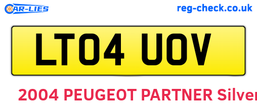 LT04UOV are the vehicle registration plates.