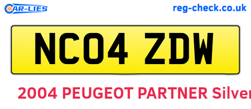 NC04ZDW are the vehicle registration plates.