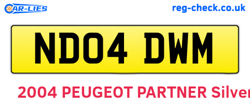 ND04DWM are the vehicle registration plates.