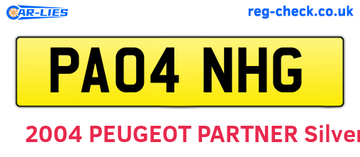 PA04NHG are the vehicle registration plates.
