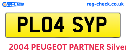 PL04SYP are the vehicle registration plates.