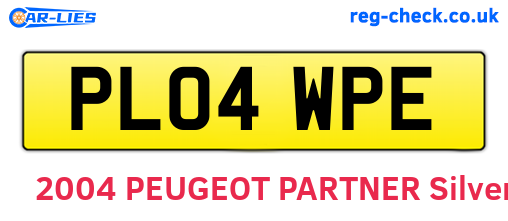 PL04WPE are the vehicle registration plates.