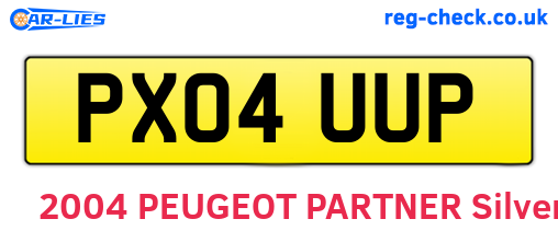 PX04UUP are the vehicle registration plates.