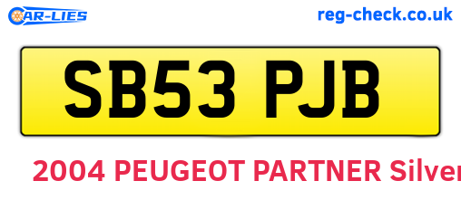 SB53PJB are the vehicle registration plates.