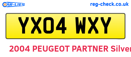 YX04WXY are the vehicle registration plates.