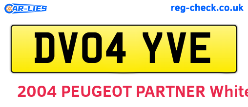DV04YVE are the vehicle registration plates.