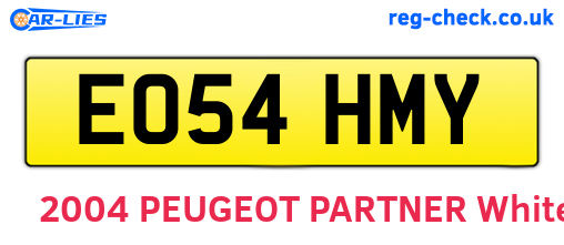 EO54HMY are the vehicle registration plates.