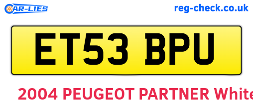 ET53BPU are the vehicle registration plates.