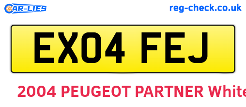 EX04FEJ are the vehicle registration plates.