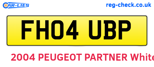 FH04UBP are the vehicle registration plates.
