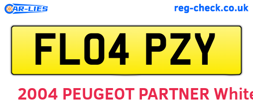FL04PZY are the vehicle registration plates.
