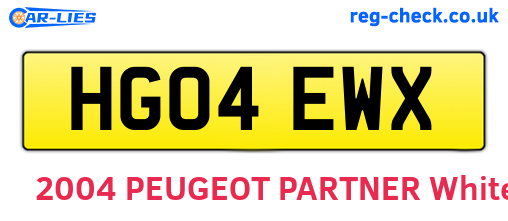 HG04EWX are the vehicle registration plates.