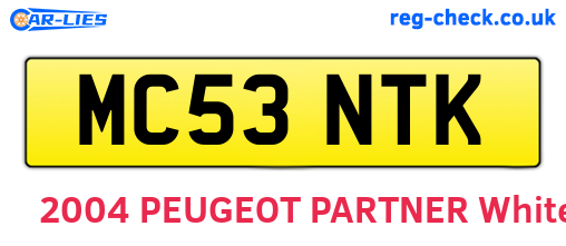 MC53NTK are the vehicle registration plates.