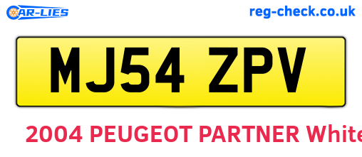 MJ54ZPV are the vehicle registration plates.