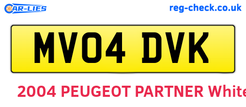MV04DVK are the vehicle registration plates.