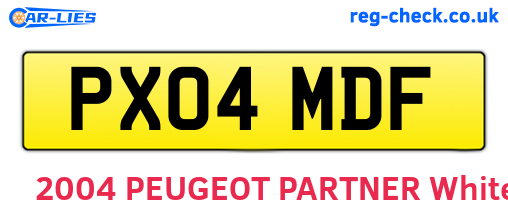 PX04MDF are the vehicle registration plates.
