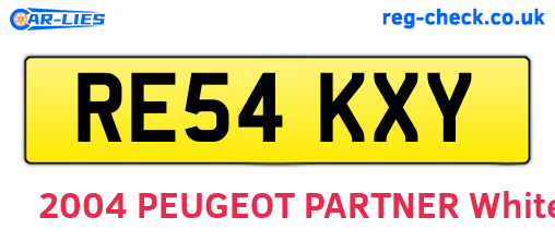 RE54KXY are the vehicle registration plates.