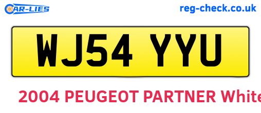 WJ54YYU are the vehicle registration plates.