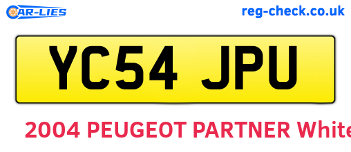 YC54JPU are the vehicle registration plates.