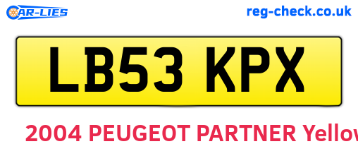 LB53KPX are the vehicle registration plates.
