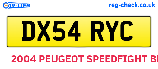 DX54RYC are the vehicle registration plates.